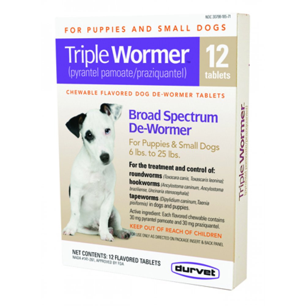 Triple Wormer Broad Spectrum De-wormer For Dogs 12 CT/ 6-25 LB Dog