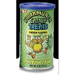 5 oz. catnip enhanced treats are sure to drive your cat kookamunga with cravings! Bite size, star shaped morsels are packed in a resealable canister to keep them crunchy and fresh.