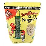No waste, ready to feed, wild bird food with a high energy suet base. Suet is blended with additional high oil content ingredients and formed into soft nuggets. A favorite of suet, fruit, and insect eating birds. Resealable bag.