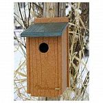 Give your backyard bluebirds a nice home with the Going Green Bluebird House. Easily mounts on any post or tree and is made of recycled plastic lumber that is excellent for the envirionment. Plastic won't absorb water when wet and stays dry and mold free