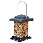 The Vista Squirrel Proof Feeder by Heritage Farms is double sided feeder that will attract many birds. Perches are adjustable to restrict access to large birds and spring operated to pevent squirrel from getting access to seed. Weather resistant.