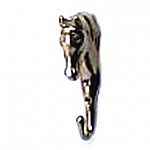  This bridle hook in the shape of a horse's head is very pretty and would look great hanging up outside of your horse's stall or in the tack room. It is 6 in.long, so it won't take up much space. 