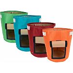 100% recycled water bottles, machine washable product is eco-friendly and convenient to use in every way. Velcro side window for harvesting. Harvest below the soil. spudtacular results every time. Assorted colors: 3 each union red, tequila sunrise, gre-