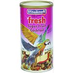 Fruit Cocktail for Parrots and Cockatiels - 20 oz. Perfect natural treat to satisfy your bird. Big luscious chunks of fruit, vegetables, and nuts in an aromatic blend--the kinds of foods parrots and cockatiels naturally seek out in the wild.