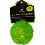 Super squeaking dog toy. Durable non-toxic material. Unpredictable bounce. Floats.