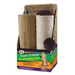 The Four Paws sisal/carpet scratching post measures an impressive 21 inches height when assembled.  The post is laden with a cats two favorite scratching surfaces-sisal and carpet.