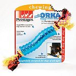 Tough orka material for dogs that love to chew. Great shape to toss and fetch. Ropes help remove soft tartar to enhance dental health. Perfect for small breeds.