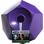 Treat dispenser and slow feeder for horses. The unique and distinct patented twelve sided slow_roll one edge at a time design prevents it from randomly rolling away. Acts as a stall-buddy or pasture-buddy keeping your horse occupied for hours!
