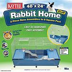Rabbit home with 2-piece base provides your pet rabbit with a full 8 square feet of living space! The base and cage wire are packaged in 2 seperate pieces which only need to be assembled one time for permanent use. Designed for easy assembly. Features fro
