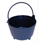 Durable, weather-resistant black plastic kettle with hammered finish. Complete with black handle and three balancing legs. Ideal for outdoor patio and entry use. Optional punch-out holes allow for drainage.