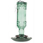 This elegant, antique glass bottle bird feeder by Opus will make an interesting addition to your hummingbird feeder collection. Made of an old fashioned looking bottle, this feeder adds character to any yard. It holds 10 ounces and has 4 ports.