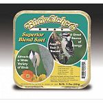 Birdwatchers best superior blend suet. This case contains 12 suet cakes. Consists of rendered beef suet, cracked corn, white millet, chopped peanuts. Attracts a wide variety of birds and is a great source of energy. 11.75 oz. each.