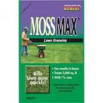 MossMax Kills lawn moss quickly. Will not harm lawn grasses. Non-fertilizer product does not stimulate excess growth. Iron formula greens up stressed turf. Covers 5000 square feet of turf. Apply with any standard lawn spreader.